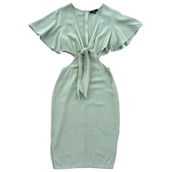 Lulus | Linen Cutout Dress | Size M - Picture 10 of 13